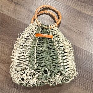 Squeeze de citron handmade Woven wicker Tote with leather Handles